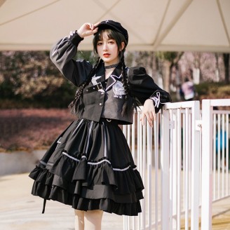 Talk In Sleep Lolita Style Blouse + Skirt Set by Withpuji (WJ59)